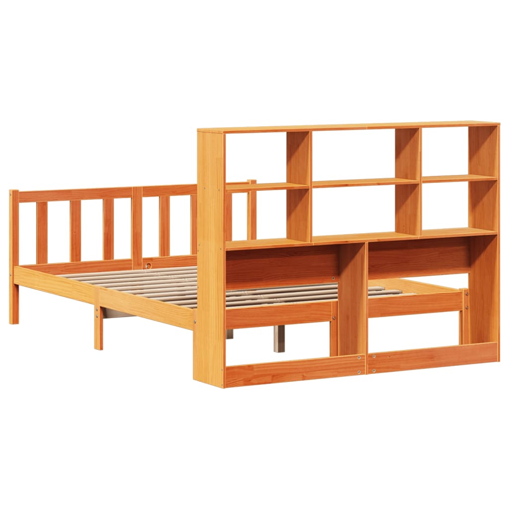 Bookcase Bed without Mattress Wax Brown 120x190 cm Small Double Solid Wood Pine