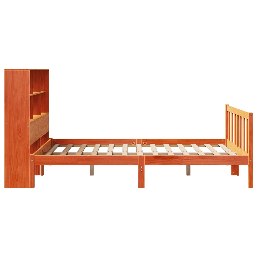 Bookcase Bed without Mattress Wax Brown 140x200 cm Solid Wood Pine