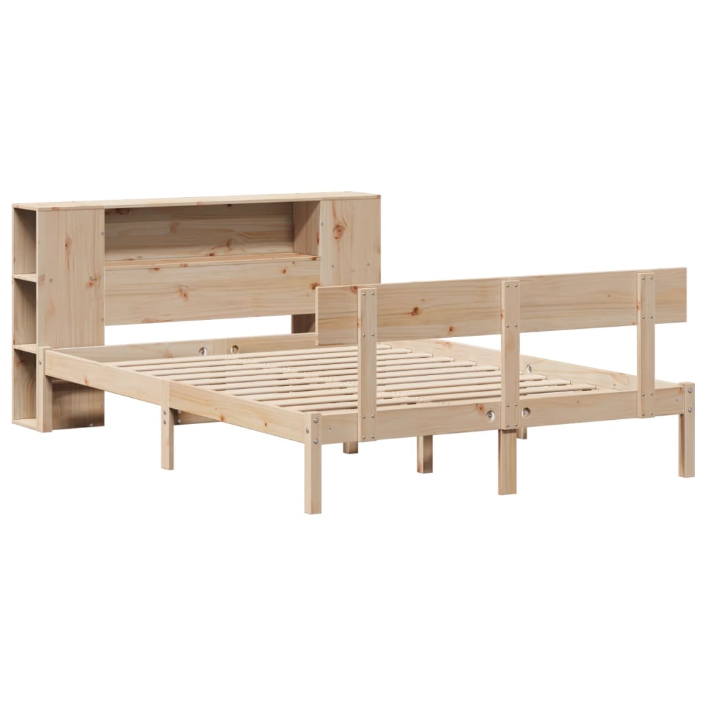 Bookcase Bed without Mattress 150x200 cm King Size Solid Wood Pine