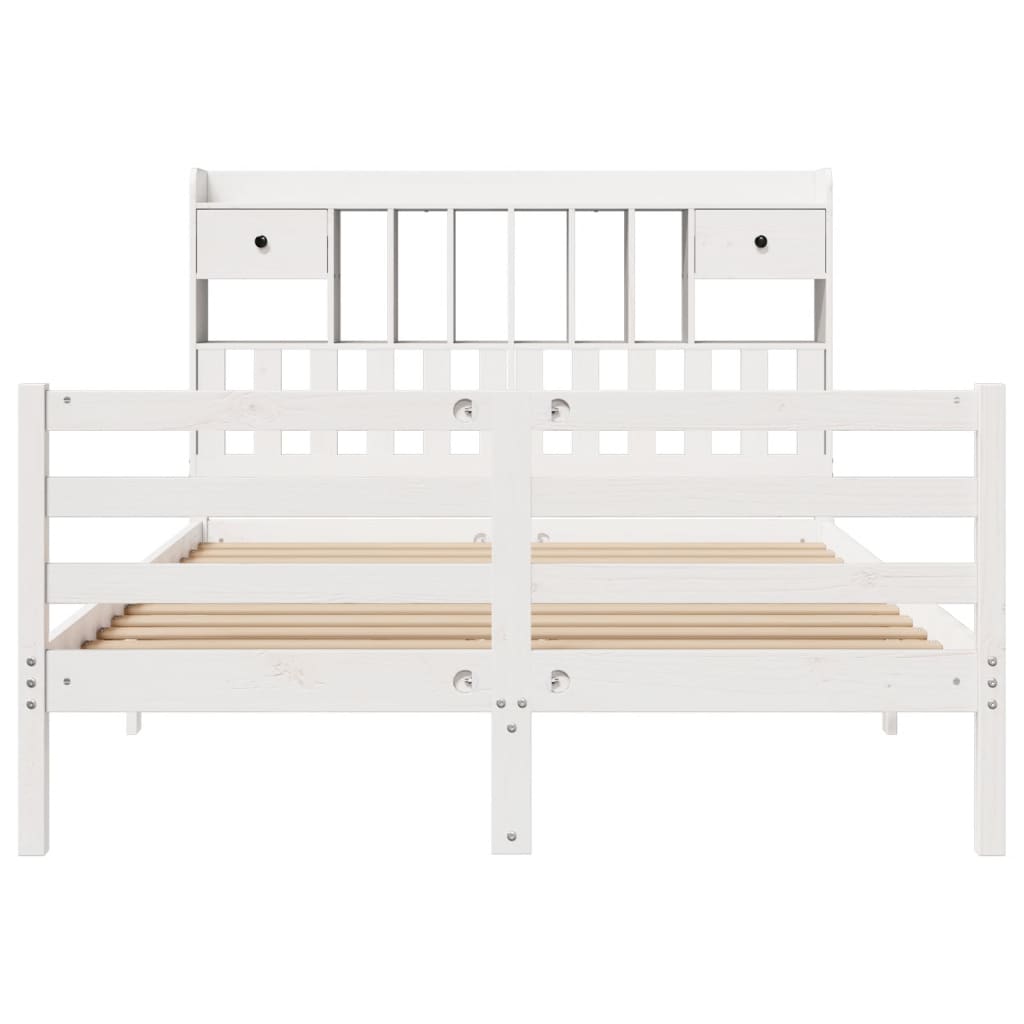 Bookcase Bed without Mattress White 160x200 cm Solid Wood Pine