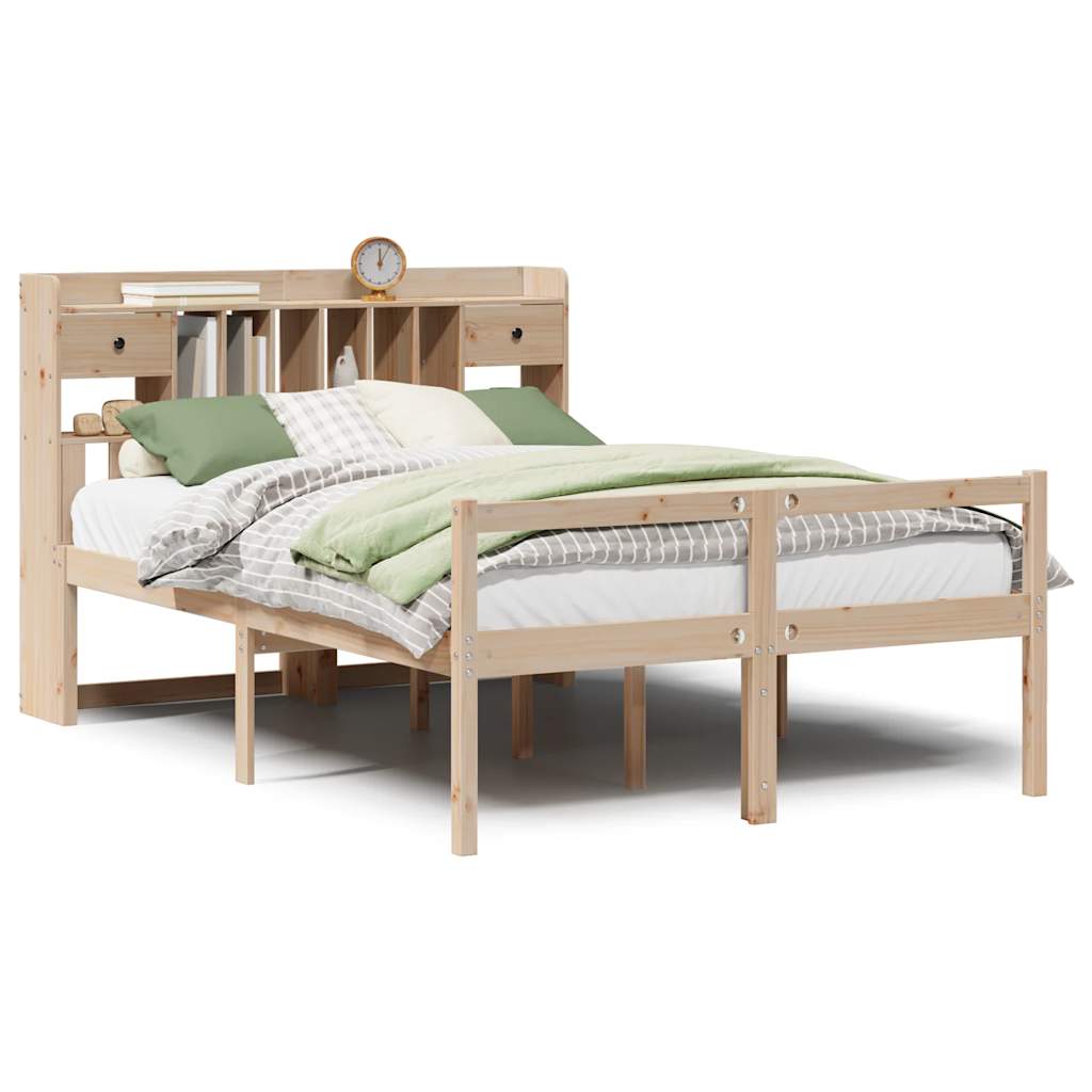 Bookcase Bed without Mattress 140x200 cm Solid Wood Pine