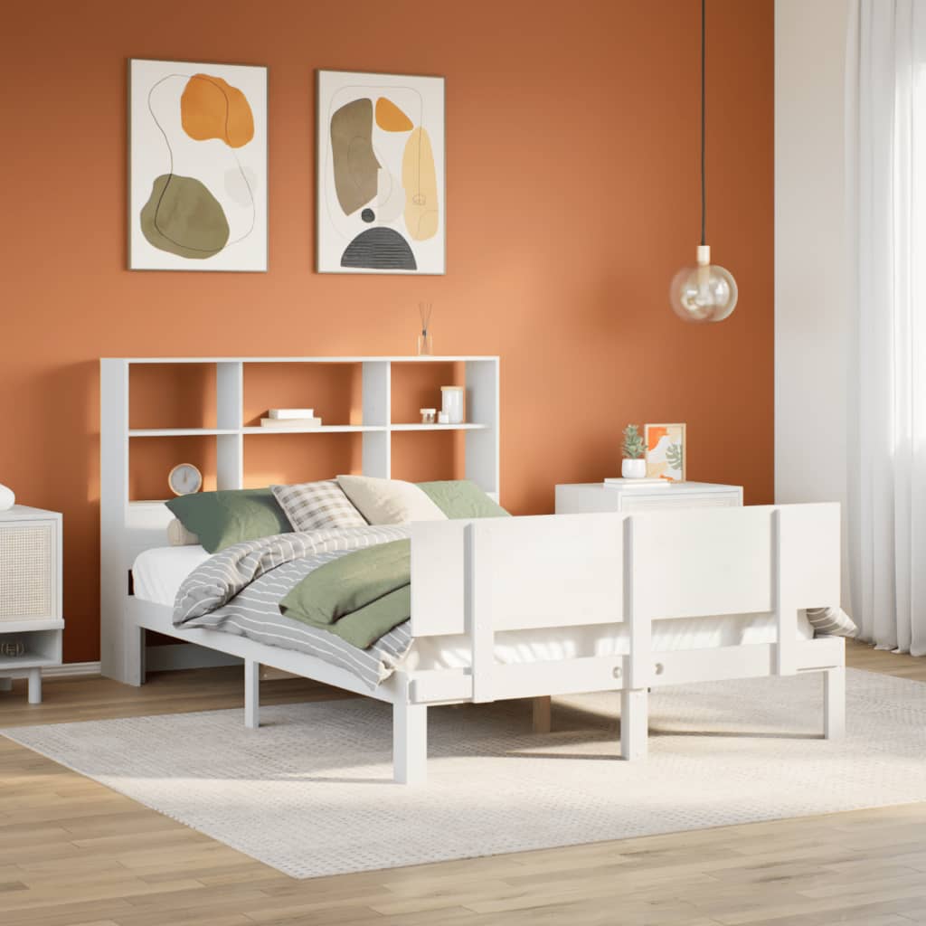 Bookcase Bed without Mattress White 120x200cm Solid Wood Pine