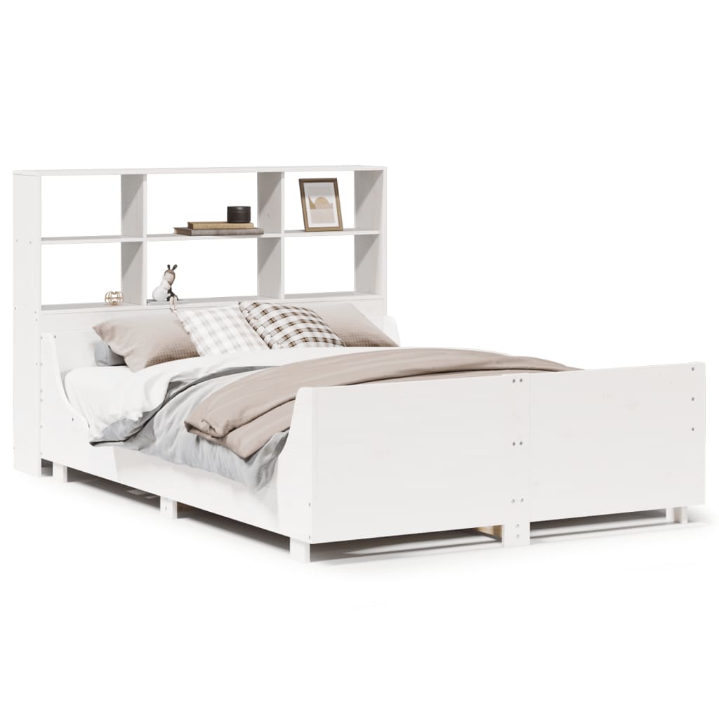 Bookcase Bed without Mattress White 140x190 cm Solid Wood