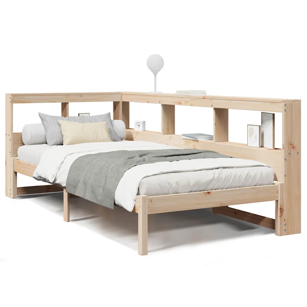 Bookcase Bed without Mattress 90x190 cm Solid Wood Pine