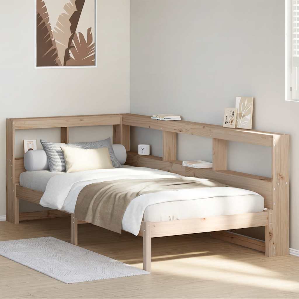 Bookcase Bed without Mattress 90x190 cm Solid Wood Pine
