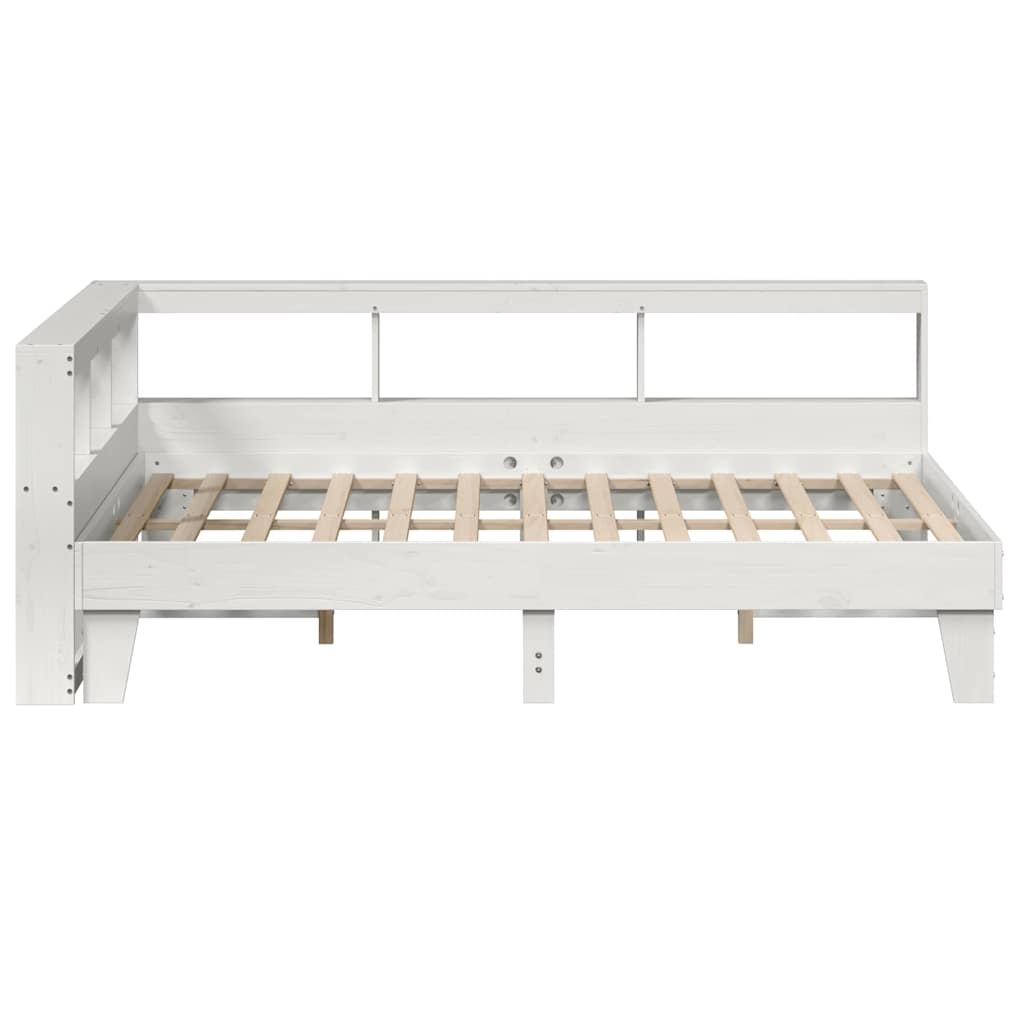 Bookcase Bed without Mattress White 160x200cm Solid Wood Pine