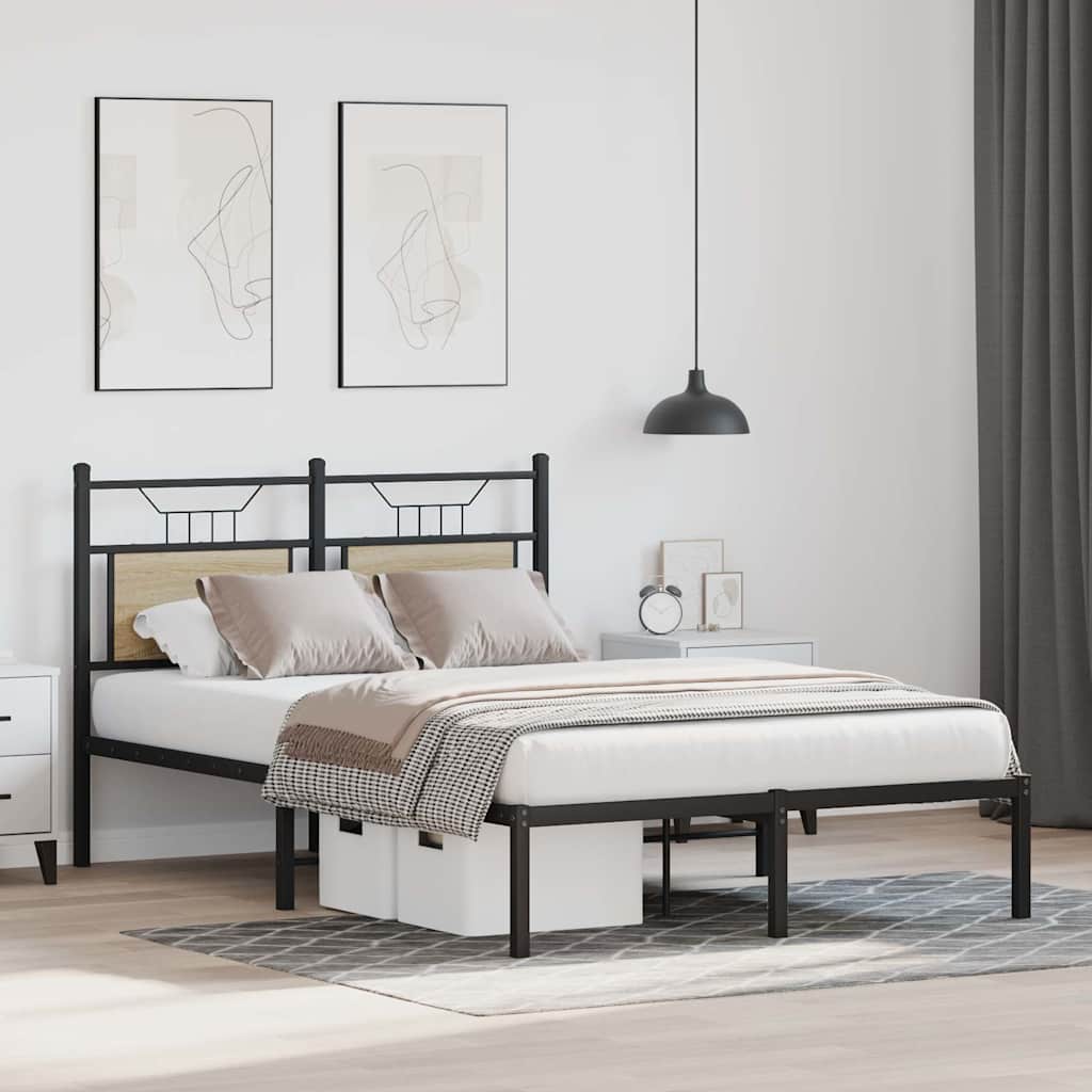 Bed Frame without Mattress Sonoma Oak 120x190 cm Small Double Engineered Wood