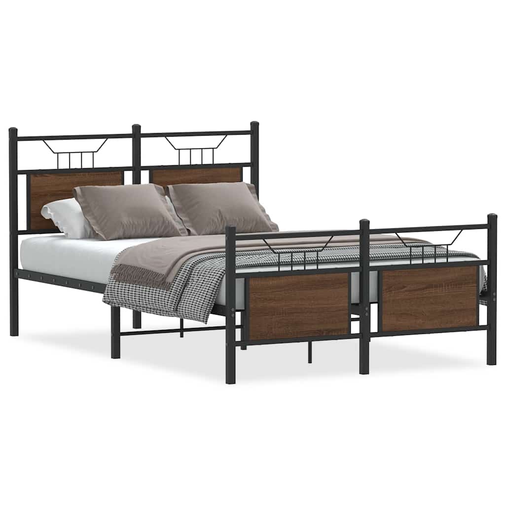Bed Frame without Mattress Brown Oak 120x200 cm Engineered Wood