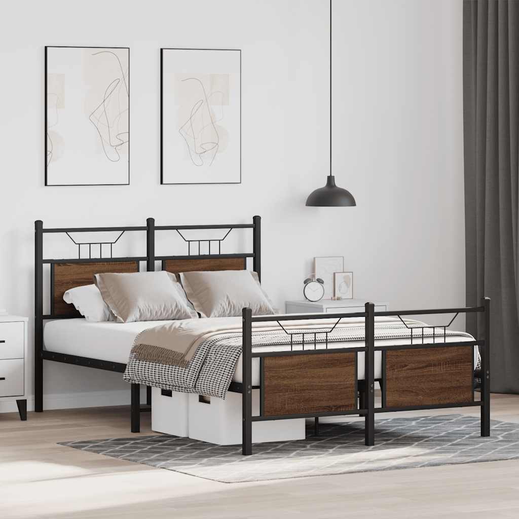 Bed Frame without Mattress Brown Oak 120x200 cm Engineered Wood