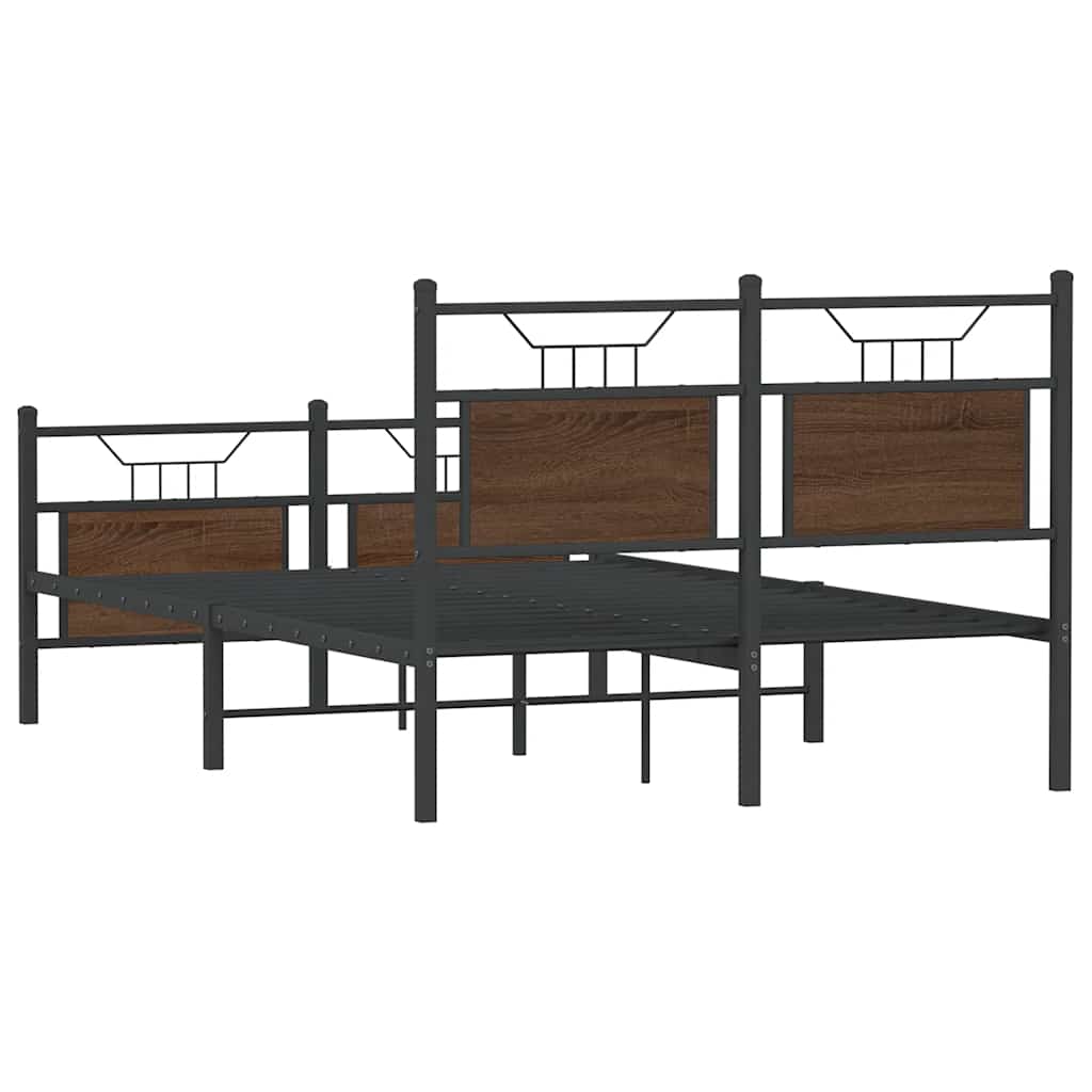 Bed Frame without Mattress Brown Oak 120x200 cm Engineered Wood