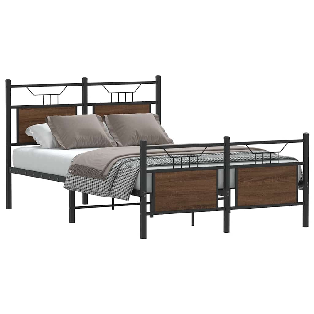 Bed Frame without Mattress Brown Oak 120x200 cm Engineered Wood