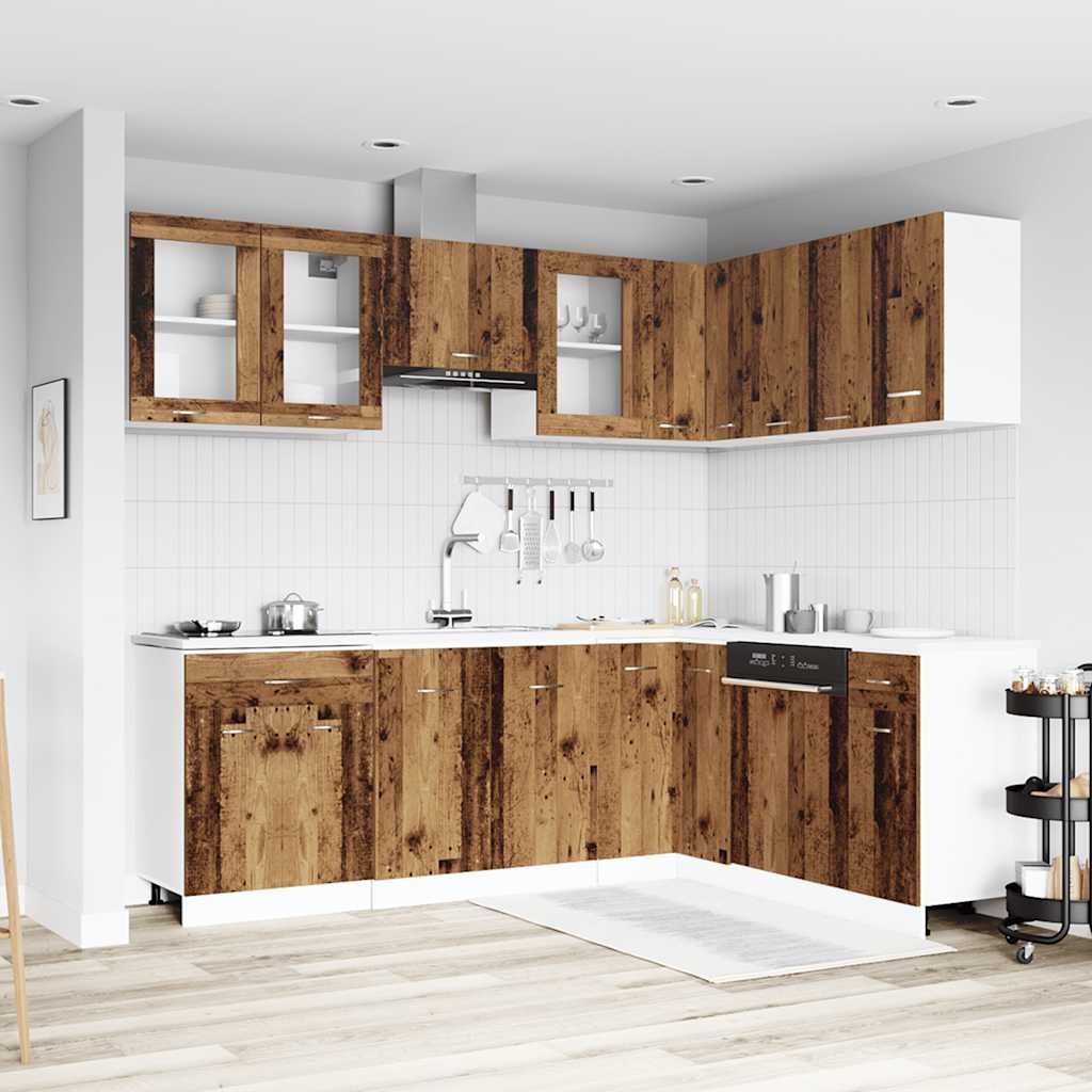 11 Piece Kitchen Cabinet Set Lyon Old Wood Engineered Wood