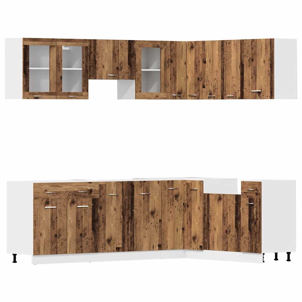 11 Piece Kitchen Cabinet Set Old Wood Engineered Wood