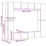 Wall Mounted TV cabinets 8 pcs Artisan Oak Engineered Wood