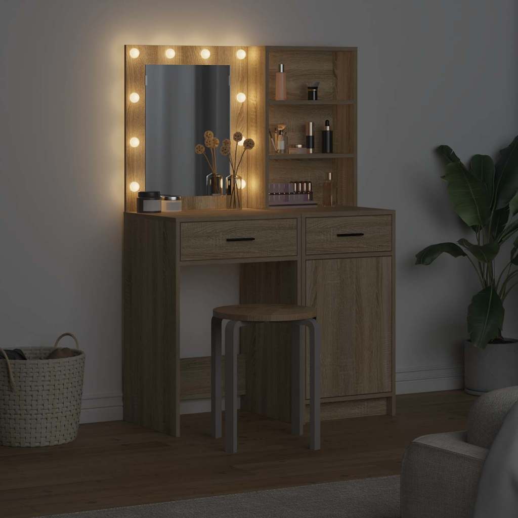 Dressing Table Set with Shelf 2 pcs Sonoma Oak 50 x 41 x 135 cm