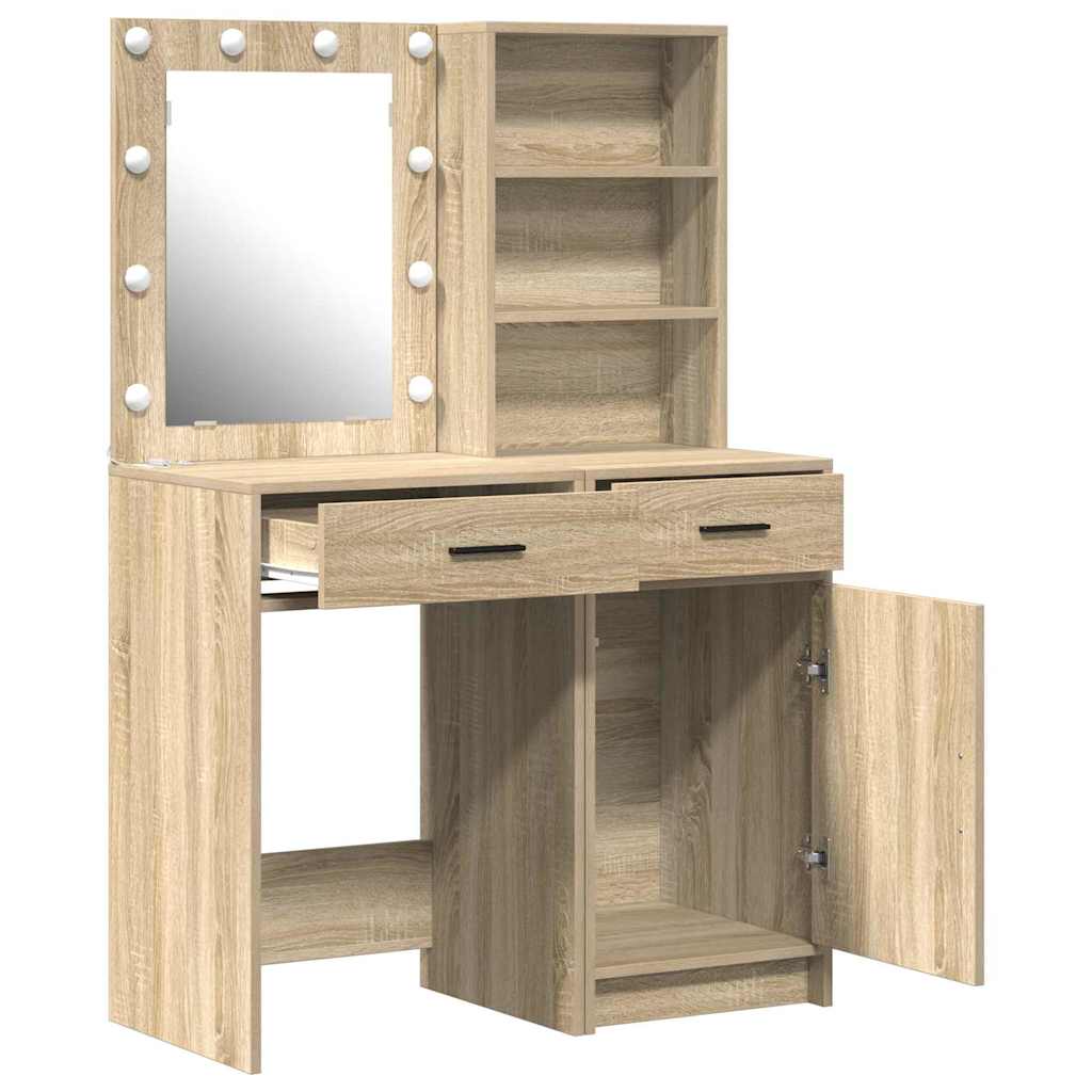 Dressing Table Set with Shelf 2 pcs Sonoma Oak 50 x 41 x 135 cm