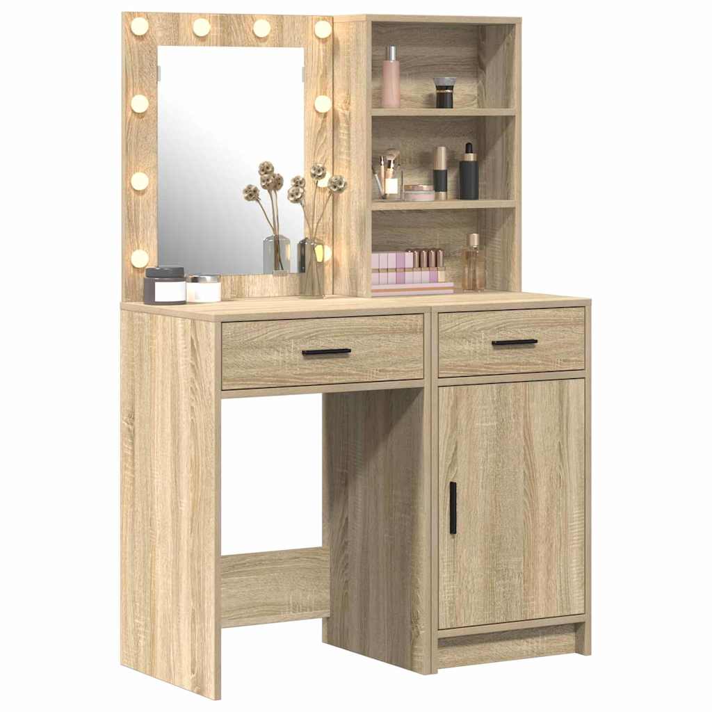Dressing Table Set with Shelf 2 pcs Sonoma Oak 50 x 41 x 135 cm