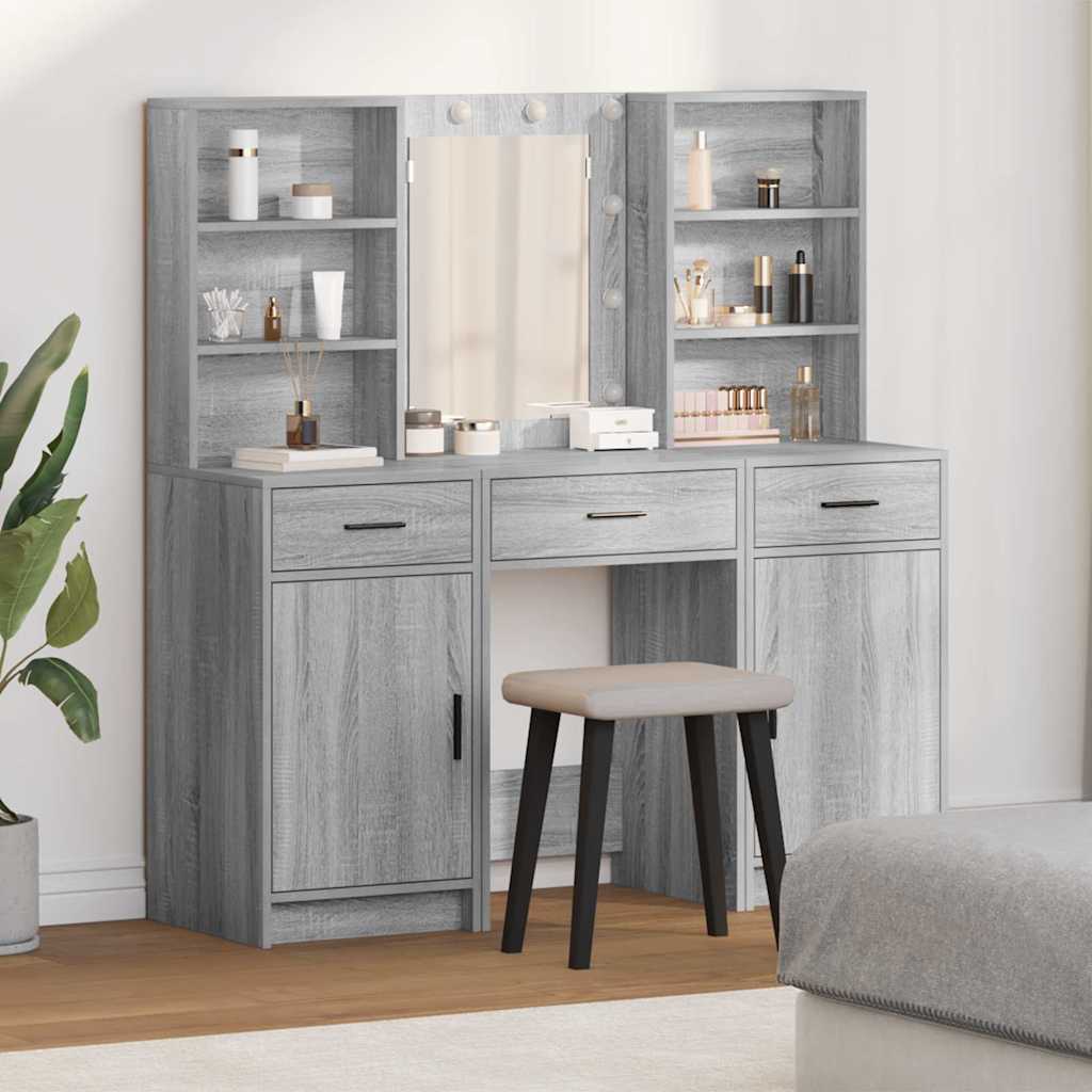Dressing Table Set with Door 3 pcs Grey sonoma 50 x 41 x 135 cm