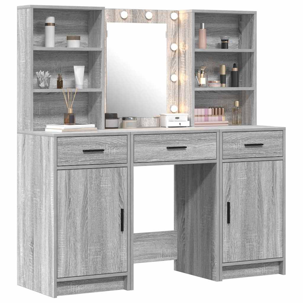 Dressing Table Set with Door 3 pcs Grey sonoma 50 x 41 x 135 cm