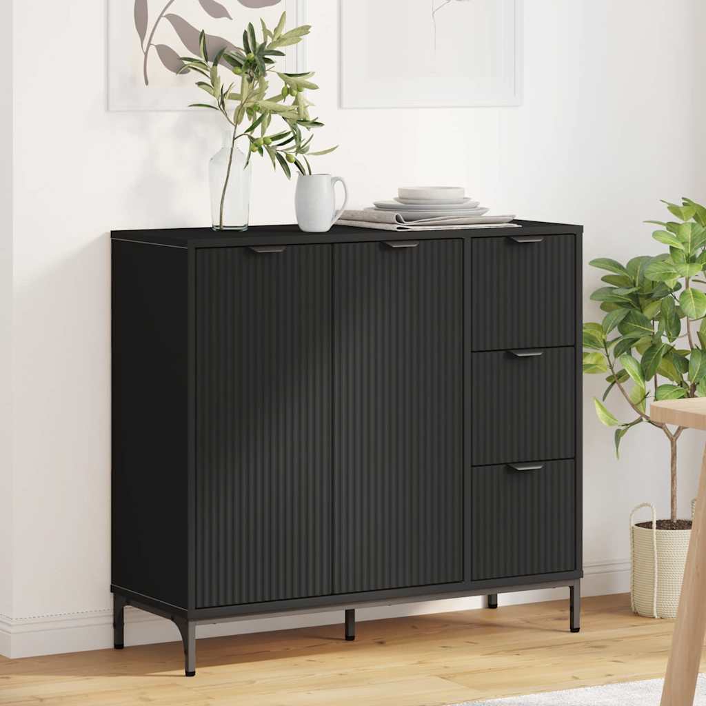 Sideboard with Drawer Black 89.5 x 33 x 82 cm Engineered wood