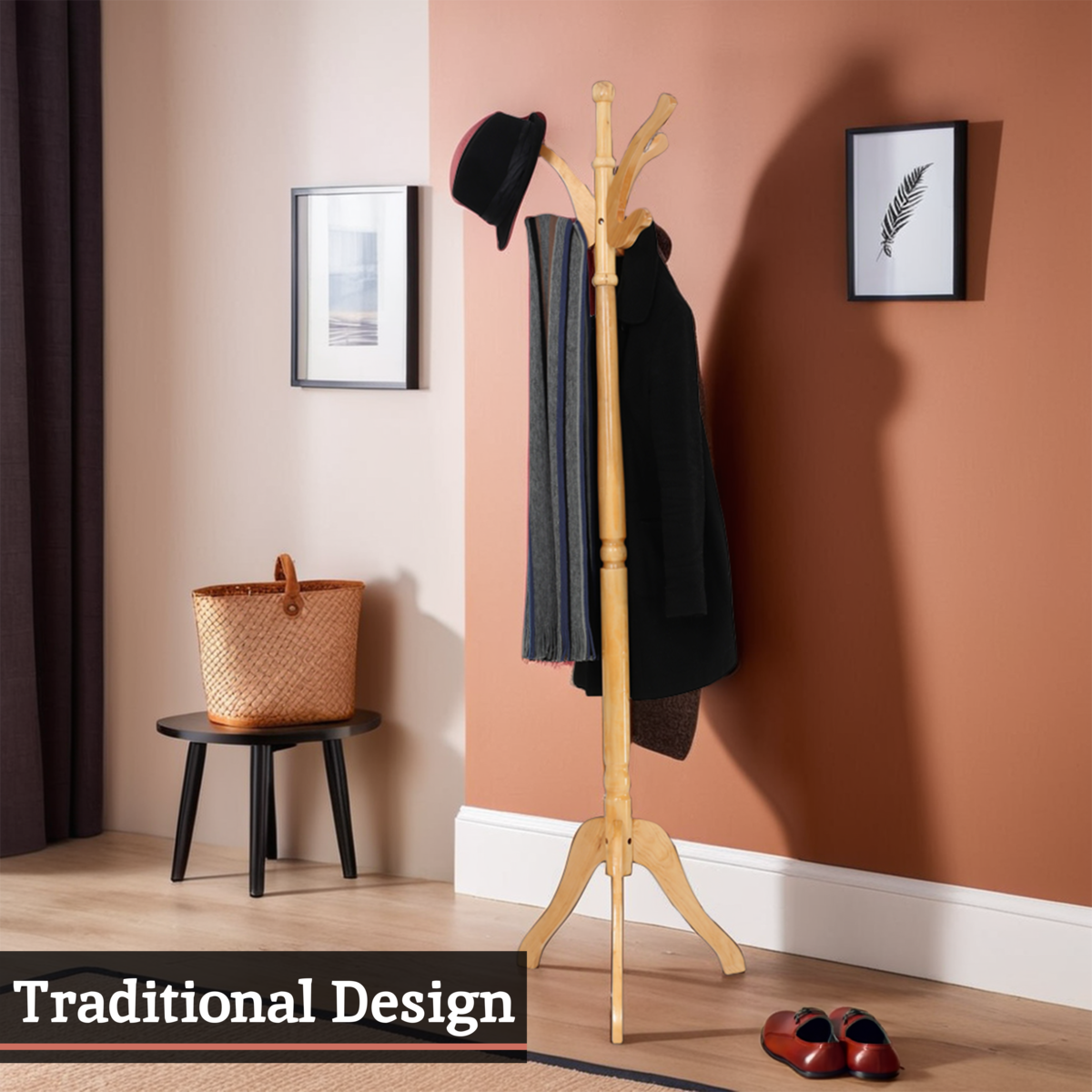 Kennedy Natural Finish Light Wooden Coat Stand