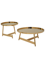 Alvaro Gold Set Of 2 Round Coffee Tables