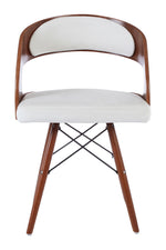 Parkar White Leather Effect Chair with Curved Back