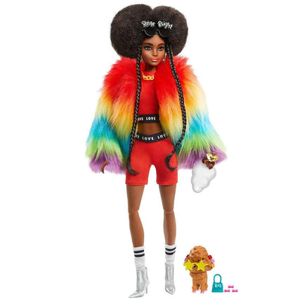 Barbie EXTRA Doll #1 in Rainbow Coat with Pet Poodle-887961931884-Bargainia.com
