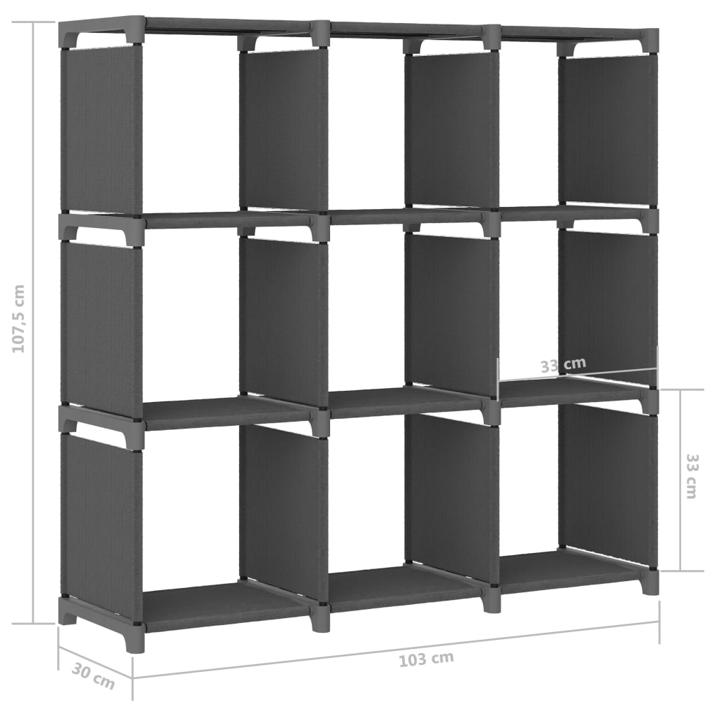 9 - Cube Display Shelf Grey 103x30x107.5 cm Fabric - Bargainia.com - 