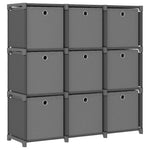 9 - Cube Display Shelf with Boxes Grey 103x30x107.5 cm Fabric - Bargainia.com - 