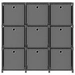 9 - Cube Display Shelf with Boxes Grey 103x30x107.5 cm Fabric - Bargainia.com - 