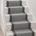 Texas Grey Border Stair Runner, Silver Grey and Charcoal Hessian Backed Hallway Runner, Low 9mm Pile, Custom Lengths