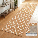 Texas Beige Trellis Stair Runner, Hessian Backed Hallway Carpet Runner, 60cm Wide, 9mm Low Pile, Custom Lengths