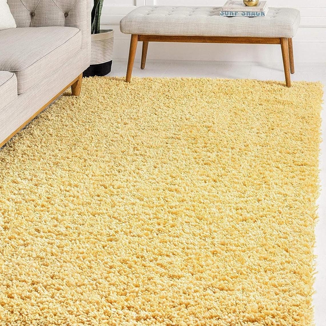 Gold Plain Shaggy Rug California Area Rugs —