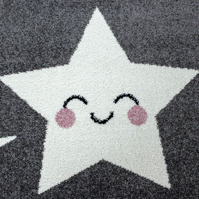 Grey & White Stars Rug - Kids