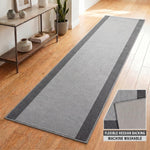 Texas Grey Border Stair Runner, Silver Grey and Charcoal Hessian Backed Hallway Runner, Low 9mm Pile, Custom Lengths