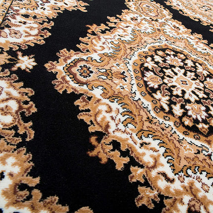 Black Traditional Medallion Design Rug  - Texas