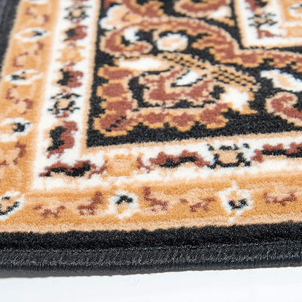 Black Traditional Medallion Design Rug  - Texas