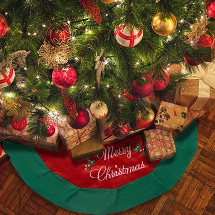 Merry Christmas 80cm Tree Skirt Green & Red-5056150210740-Bargainia.com