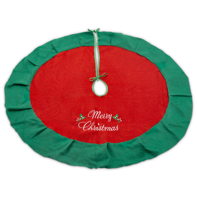 Merry Christmas 120cm Tree Skirt Green & Red-5056150210757-Bargainia.com