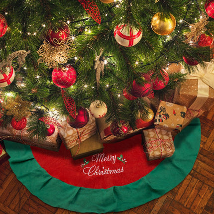 Merry Christmas 120cm Tree Skirt Green & Red-5056150210757-Bargainia.com