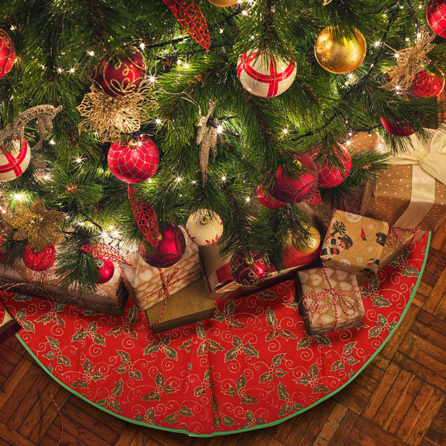 Mistletoe Glitter 80cm Tree Skirt Green & Red-5056150210764-Bargainia.com