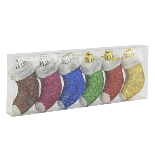 7CM x 6 Multi Colour Stocking Tree Decoration