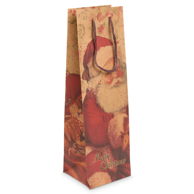 Christmas Vintage Style Gift Bottle Bag Craft Paper