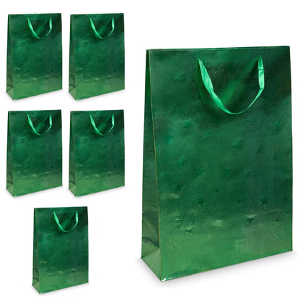 Christmas Gift Bag Holographic XL Green 42cm