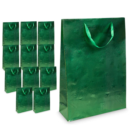 Christmas Gift Bag Holographic XL Green 42cm