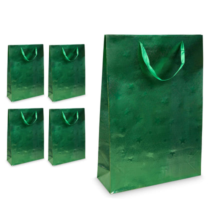 Christmas Gift Bag Holographic XL Green 42cm