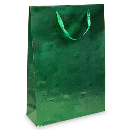 Christmas Gift Bag Holographic XL Green 42cm