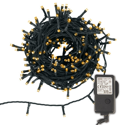 Indoor/Outdoor 8 Function LED Waterproof Fairy Lights with Green Cable (200) - Warm White-8800225807079-Bargainia.com