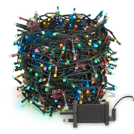 Indoor/Outdoor Static LED Waterproof Fairy Lights with Green Cable (300) - Multicoloured-8800225809219-Bargainia.com